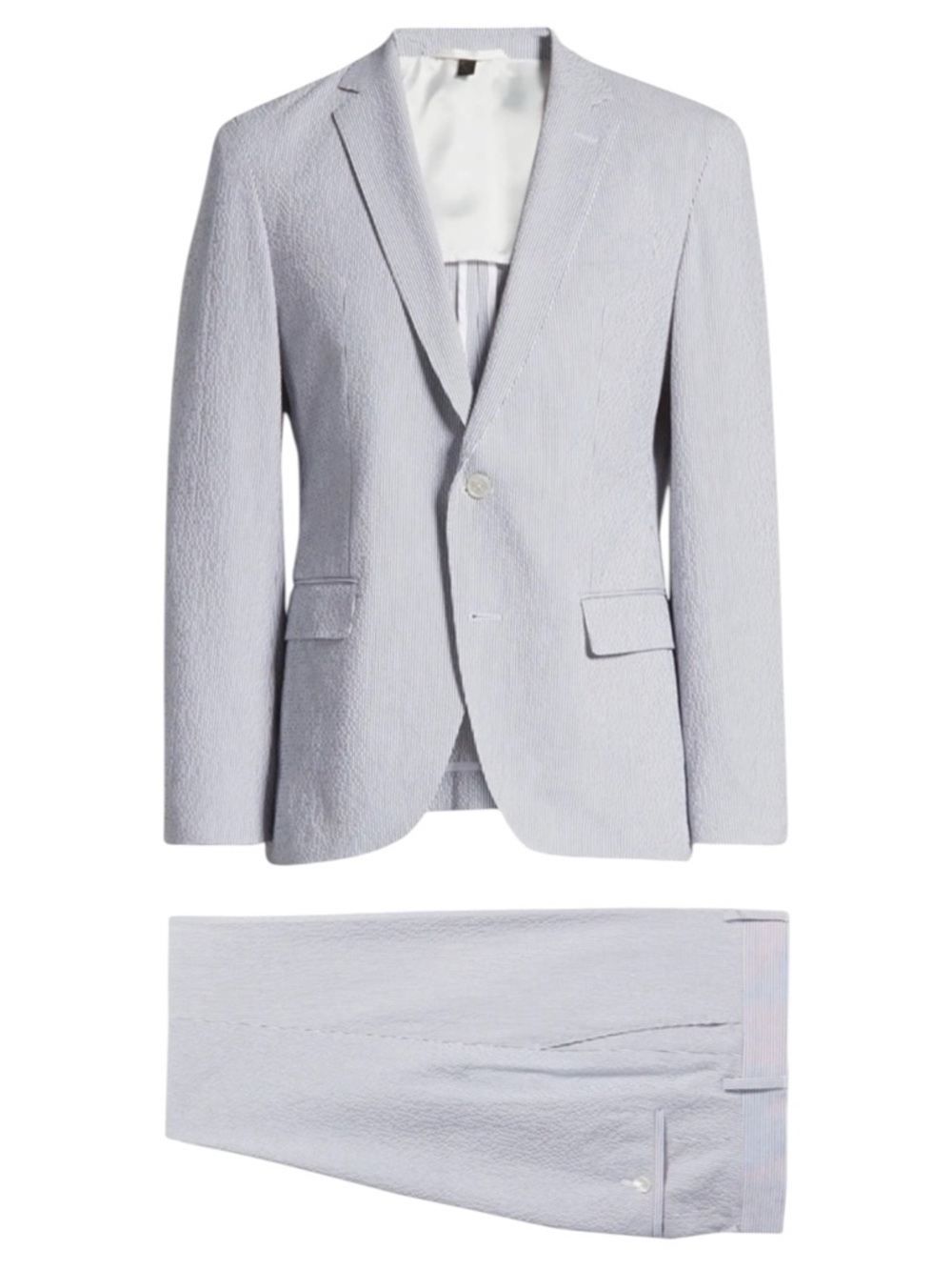 Hugo Boss Nestor/Knox Blue & White Stripe Seersucker Suit Size 42R